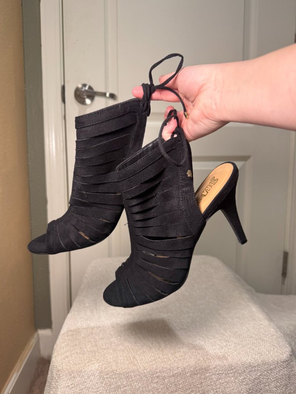Bootie Stiletto Heels with Open Peep Toe (Women's 9)